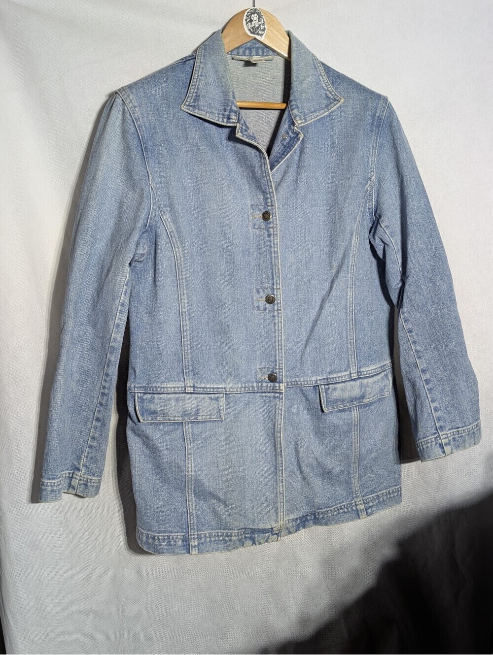 Jones Wear Sport 100% Cotton Longline Denim Chore Jacket Lg